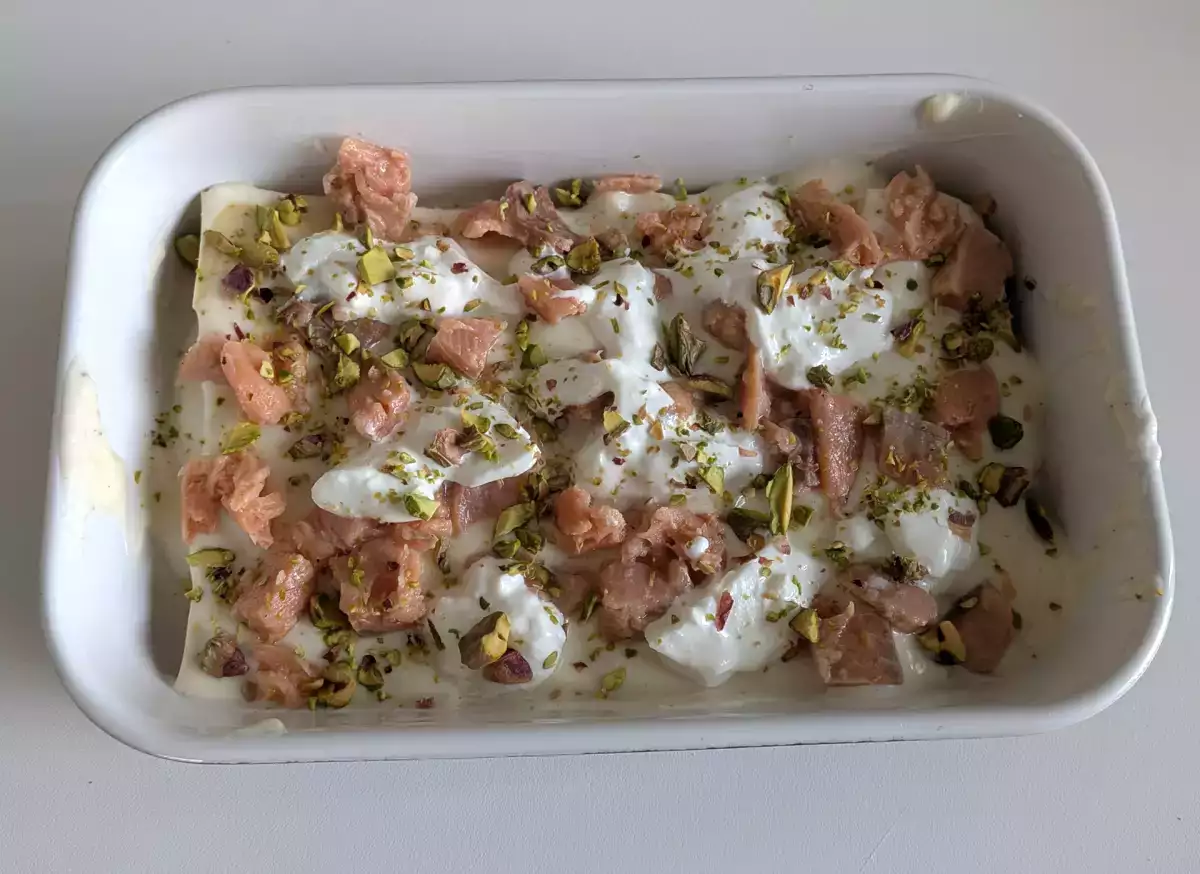 4. Zet de lasagne in elkaar