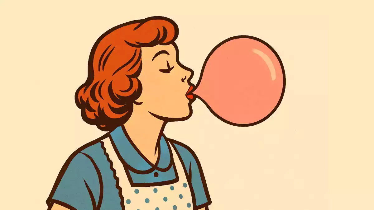 Slik je kauwgom niet door, het blijft aan je maag plakken.