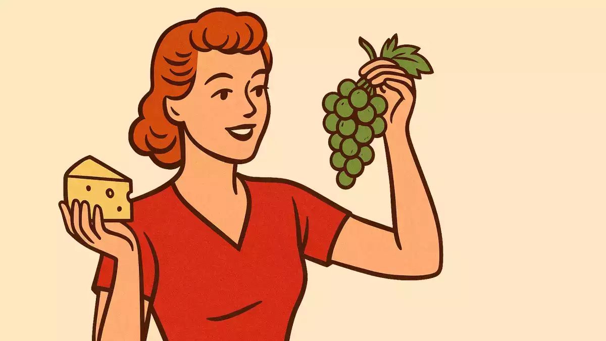 Druiven met kaas smaken als een kus