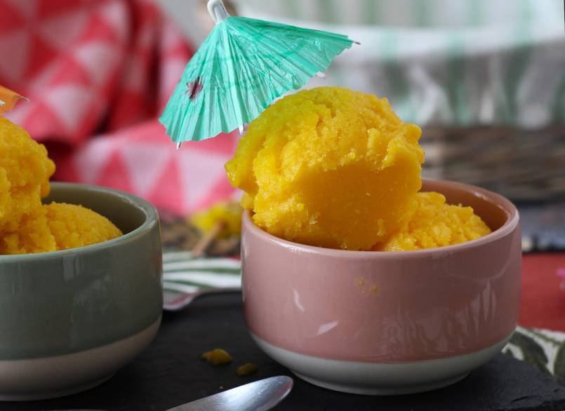 De mango en limoensorbet is klaar!