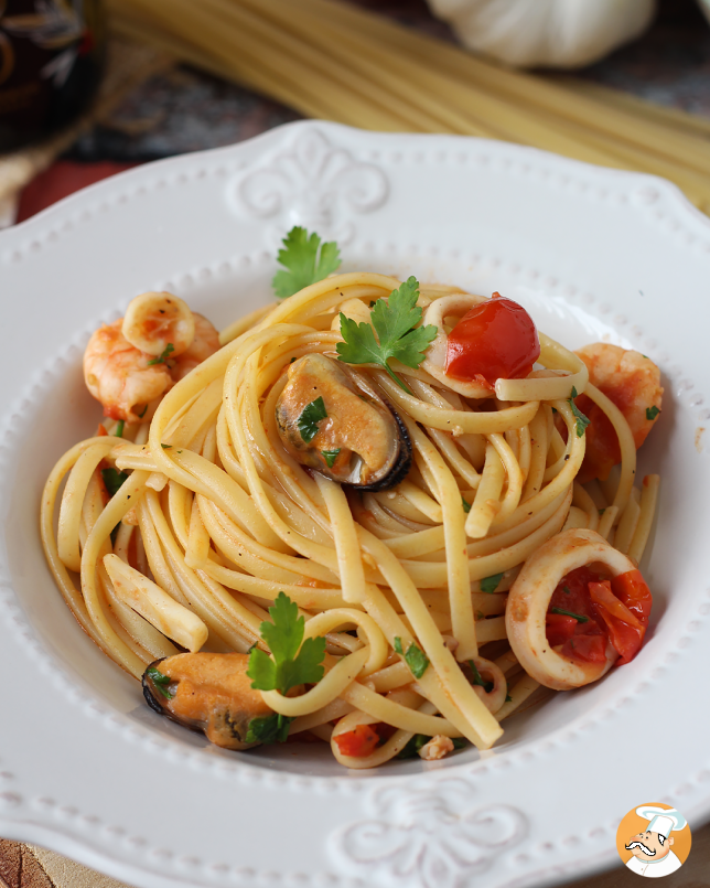 9. Linguine met diepvries zeevruchten