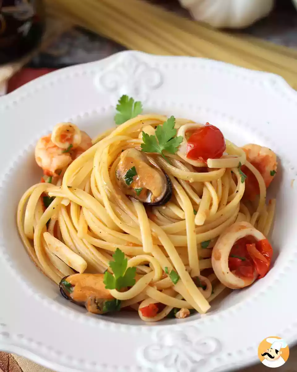 9. Linguine met diepvries zeevruchten
