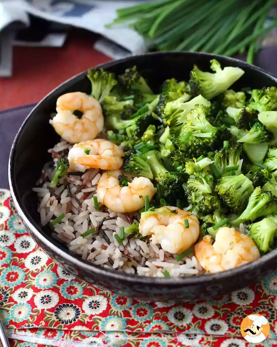 4. Zilvervliesrijst met broccoli en garnalen