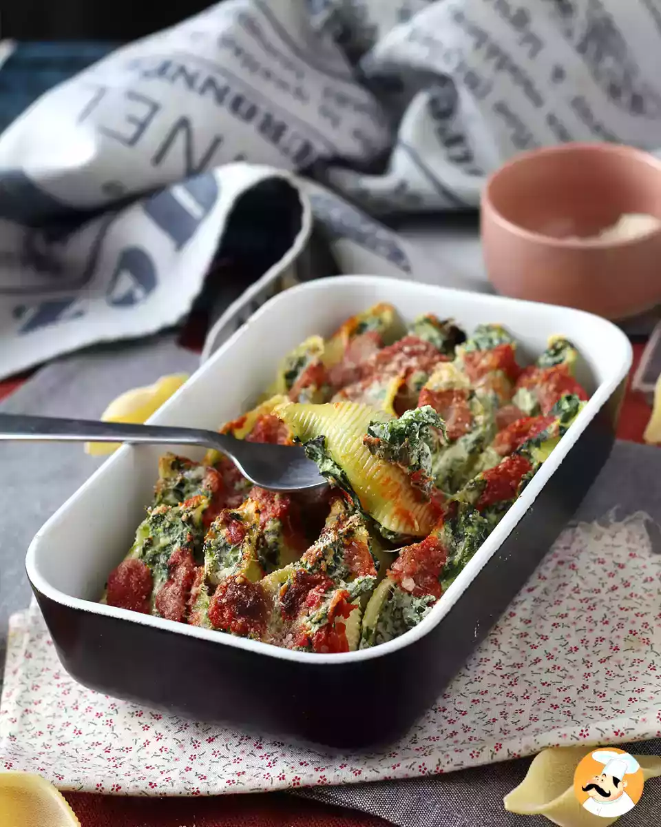 9. Conchiglioni gevuld met ricotta en spinazie