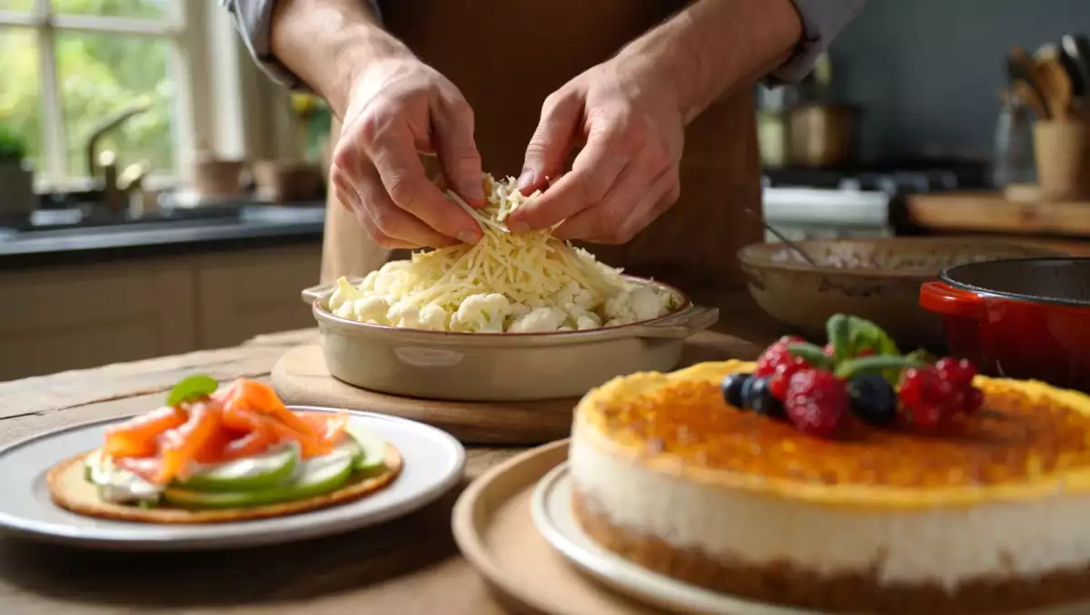 Dagmenu, 3 mei: een frisse zalmstart, een romige bloemkoolhoofdschotel en een feestelijke cheesecake