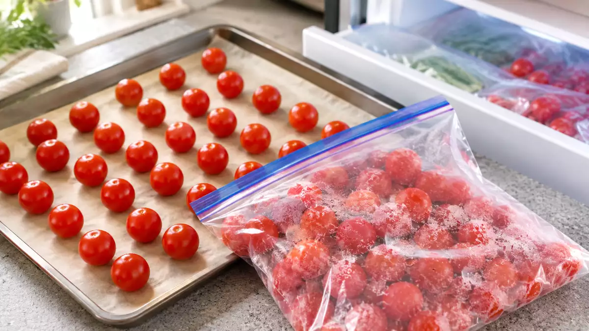 De truc om cherrytomaatjes in te vriezen en ze in de winter nog in perfecte staat te vinden: geen één groot blok meer