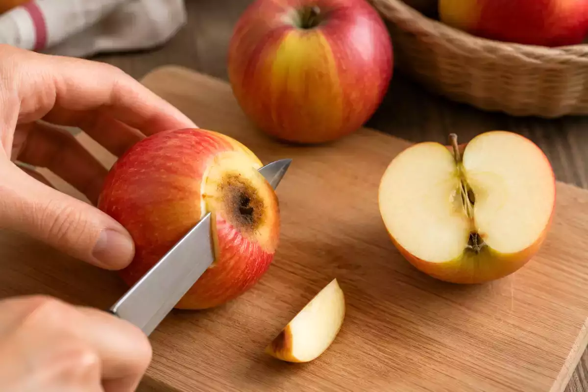Mag je een beschimmelde vrucht nog eten nadat je het bedorven deel eraf hebt gesneden?