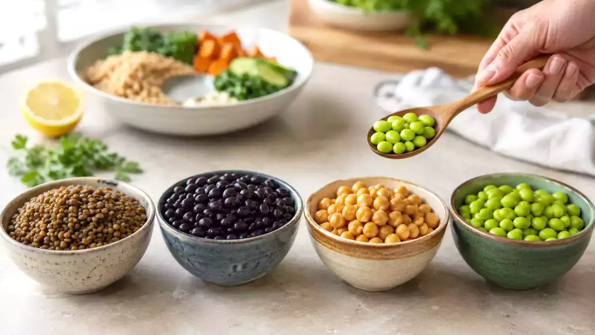 Hoeveel eiwitten en vezels bevatten linzen, bonen, kikkererwten en edamame eigenlijk per portie?