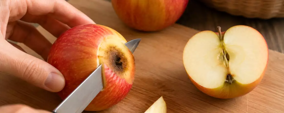 Mag je een beschimmelde vrucht nog eten nadat je het bedorven deel eraf hebt gesneden?