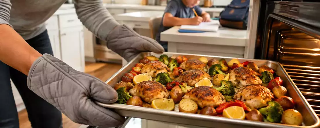 Lijkt het onmogelijk om op een doordeweekse avond een maaltijd op tafel te zetten? Laat de bakplaat het werk maar doen