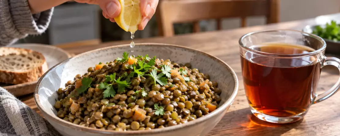 Eet u linzen? Wat u erbij drinkt, kan de opname van ijzer beïnvloeden