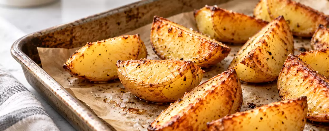 Slappe ovenaardappelen zonder knapperig korstje? De fout die het goudbruin bakken verhindert en de eenvoudige handeling die je vóór het bakken moet uitvoeren voor aardappelen die van buiten knapperig en van binnen zacht zijn