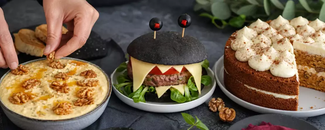 Dagmenu 26 oktober: pompoen-fetaspread, monsterburger en worteltaart