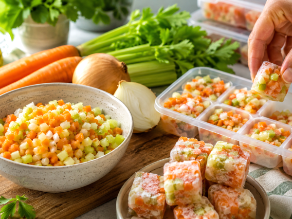 Zomerse soffritto om in te vriezen: de gids om een voorraad aan te leggen waarmee je maandenlang je lunches en avondmaaltijden kunt regelen