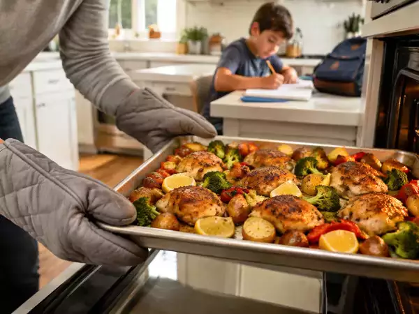 Lijkt het onmogelijk om op een doordeweekse avond een maaltijd op tafel te zetten? Laat de bakplaat het werk maar doen