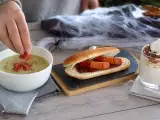 Artikelen: Dagmenu 30 oktober: romige aardpeersoep, bloederige halloween-hotdogs en Mont Blanc-glaasjes
