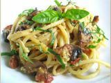 Recept spaghetti alla carbonara met basilicum en champignons