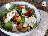 Recept Zoete en hartige salade met geroosterde perziken, rucola en burrata (zoete zomersmaken)