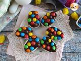 Recept Paaseieren gevuld met chocolade dessertroom en m&m's