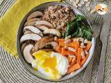 Recept Vegetarische buddha bowl met boekweit, groenten en gepocheerd ei