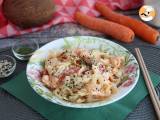 Recept Thaise pasta (macaroni met kokosroom, garnalen en groenten)