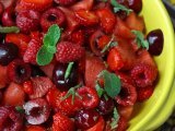 Recept Salade van rood fruit: aardbei, framboos, kers en watermeloen, perfect voor de zomer!