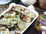 Recept Gratin van aardappelen met champignons
