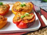 Recept Gebakken vegetarische gevulde paprika's: het makkelijke en lekkere recept met groenten en mozzarella kaas