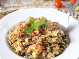 Recept Romige speltsalade met courgettes, aubergines en cherrytomaatjes