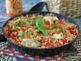 Recept Eenpansgerecht met kip, rijst met tomaat en paprika