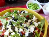 Recept Salade van linzen, feta en edamame met knapperige groenten