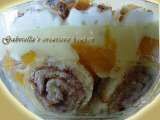 Custard trifle met perziken en gekarameliseerde amandelen