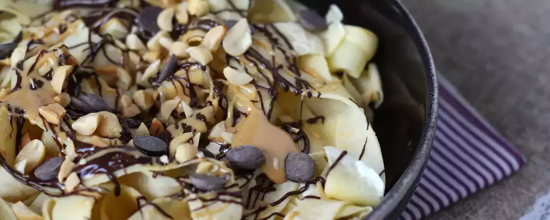 Pannenkoek tagliatelle met chocolade en pinda's!