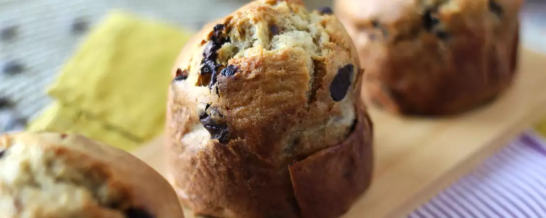 Extra gourmet muffins met banaan en chocolade chip