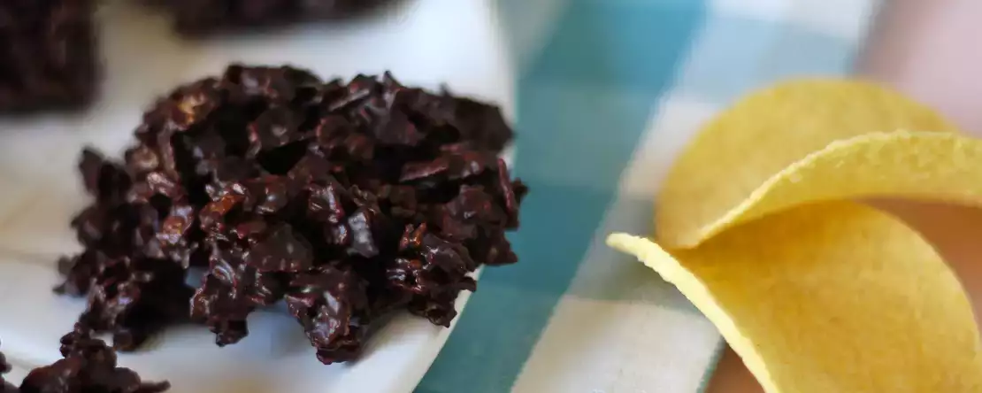 Chocolade pringles in zand roosjes