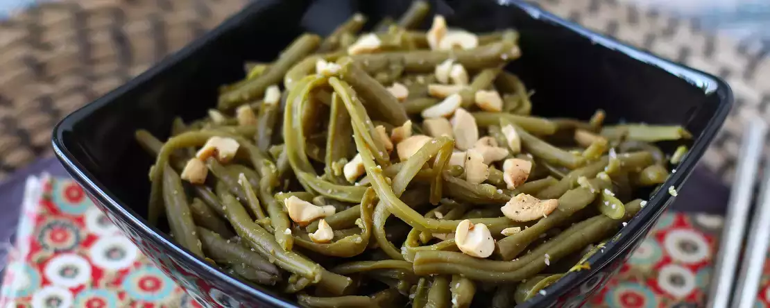 Groene bonen met thaise saus, bereid in de air fryer