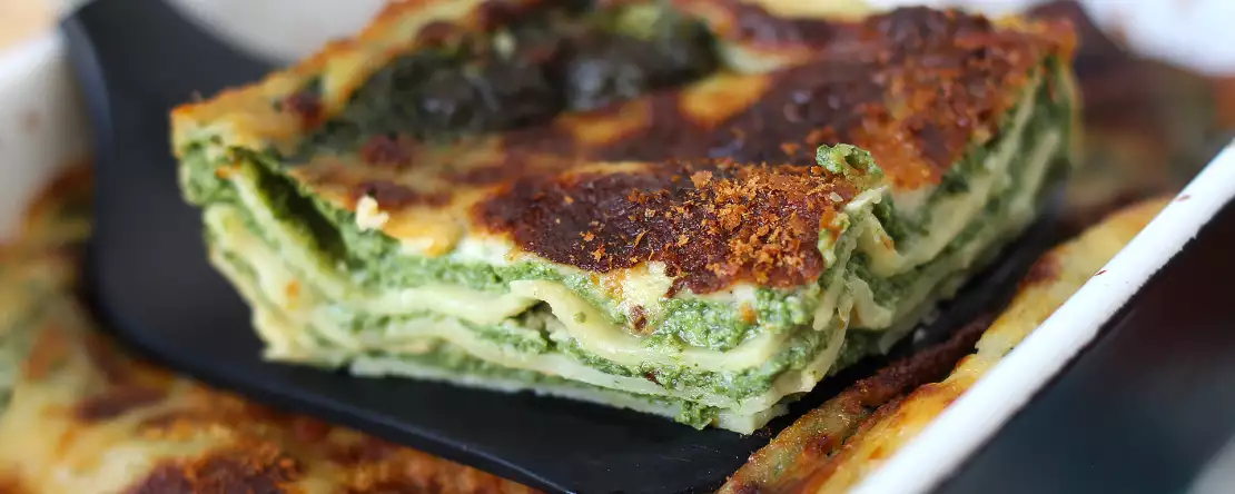 Vegetarische lasagne met spinazie en tofu uit de airfryer
