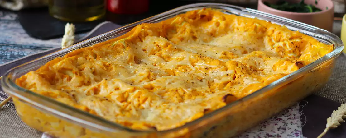 Lasagne met flespompoen, spinazie en ricotta