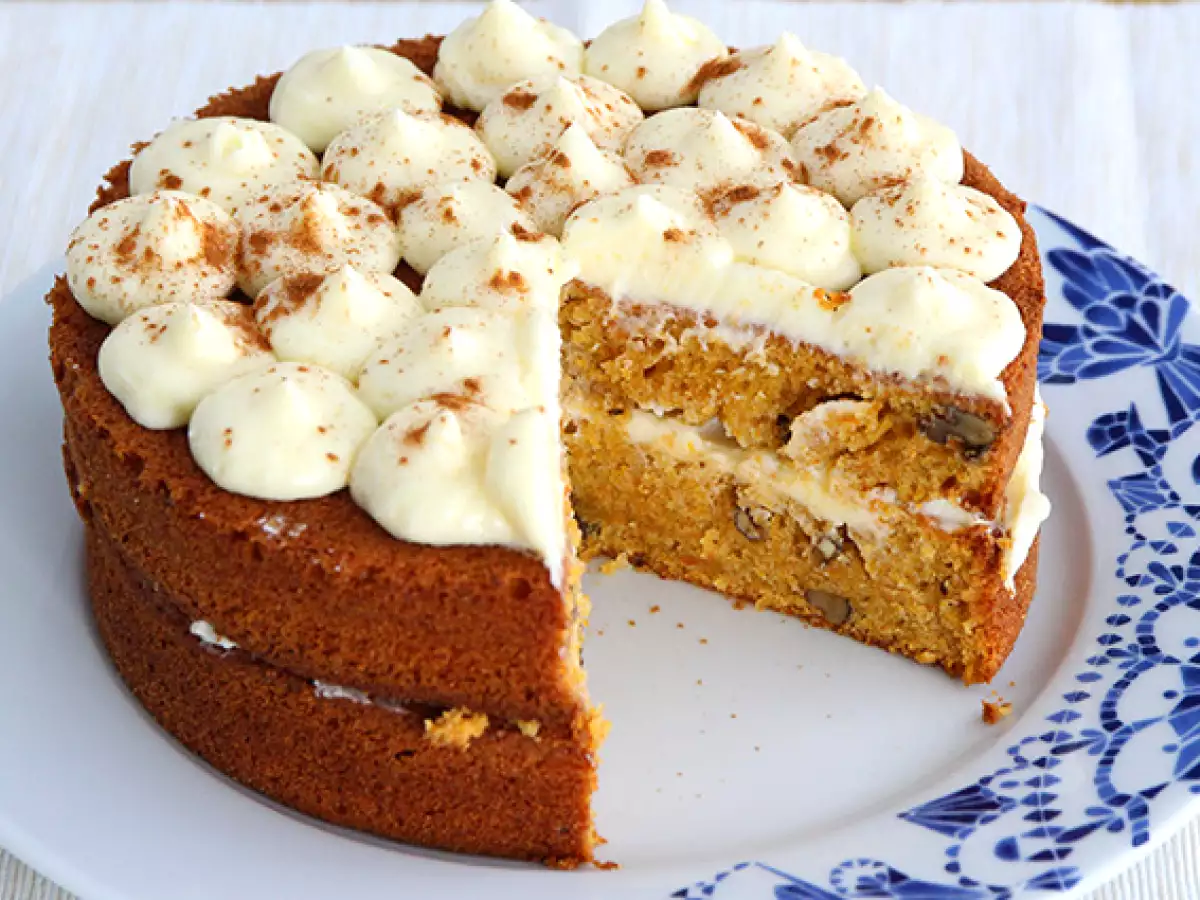 Recept Worteltaart met walnoten (carrot cake)