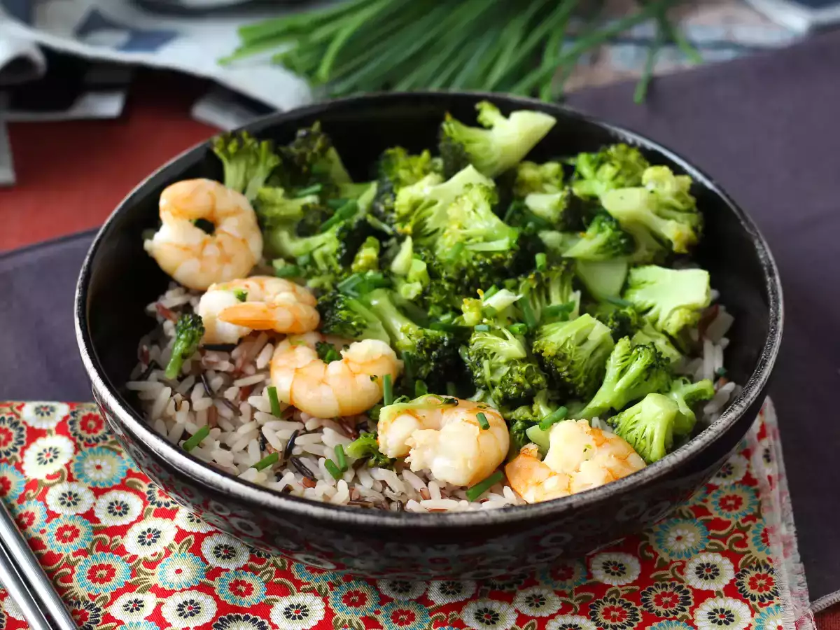 Recept Volkorenrijst met broccoli en garnalen! gemakkelijk en evenwichtig