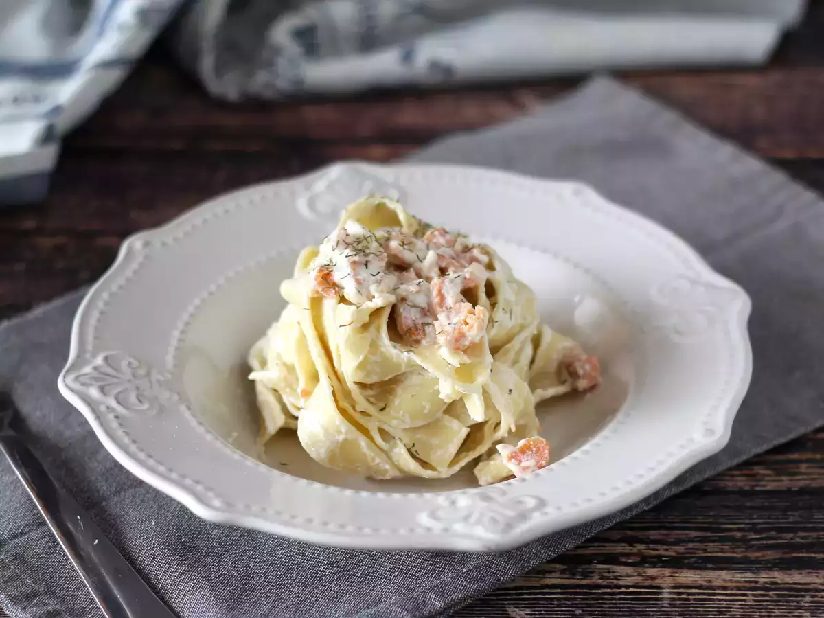Recept Pasta met zalm en ricotta kaas, het romige recept dat iedereen wil proberen