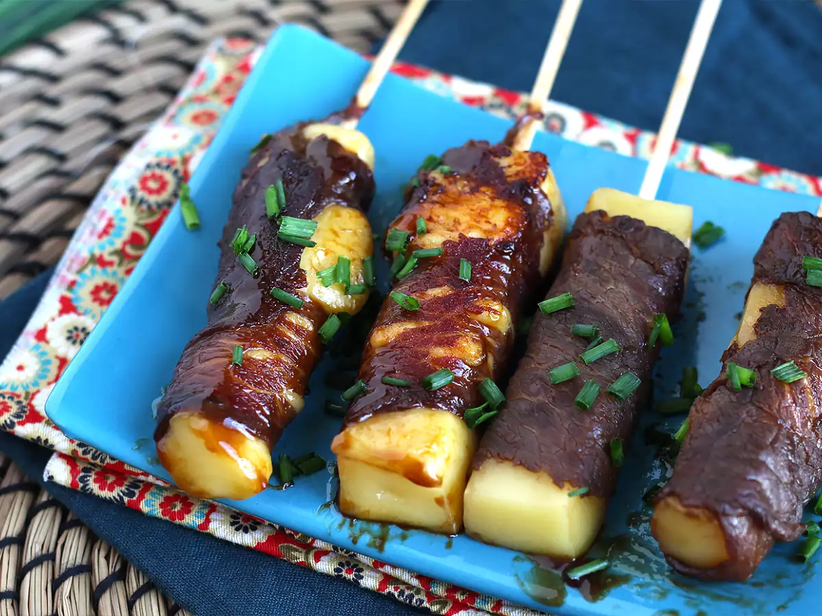 Recept Yakitori rundvleesspies met kaas