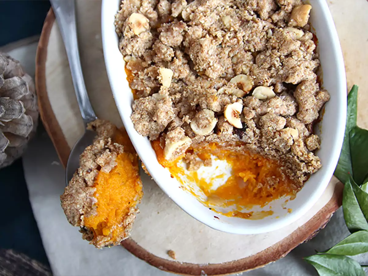 Recept Butternut crumble met hazelnoten