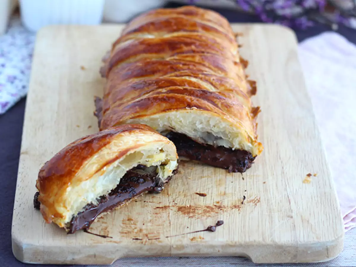Recept Gevlochten bladerdeeg met chocolade