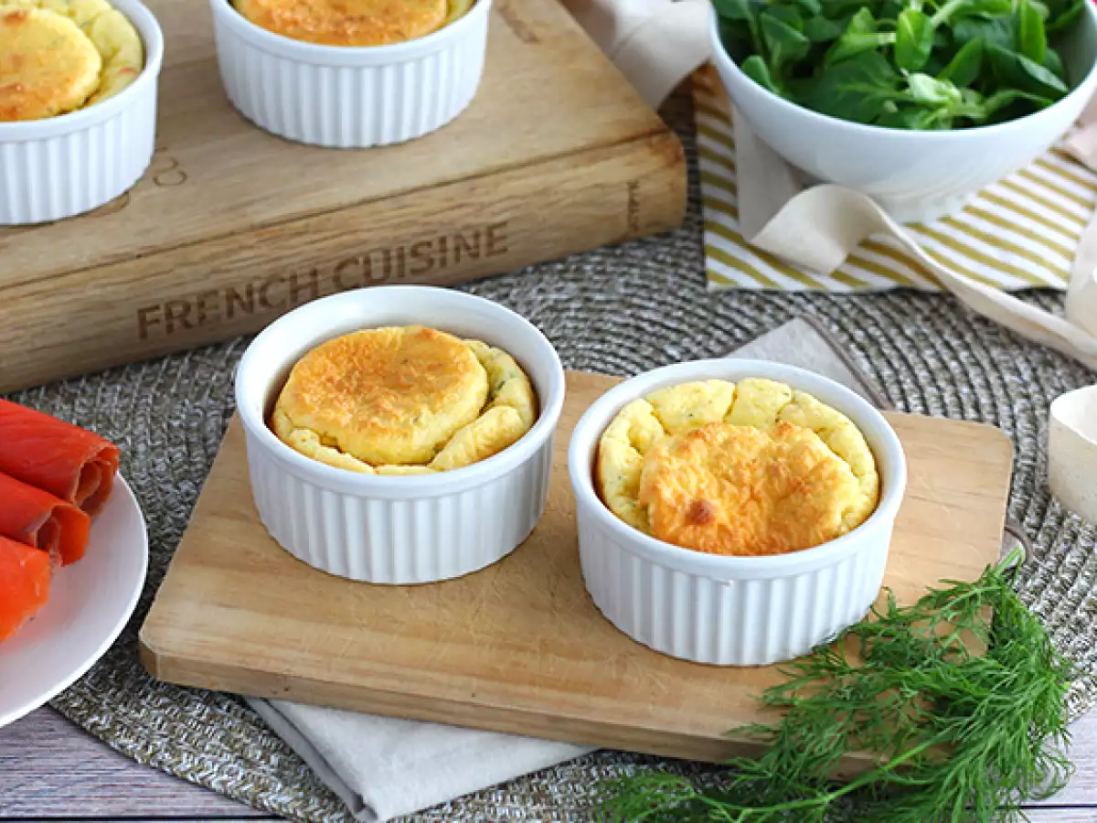 Recept Soufflés van gerookte zalm en verse kaas