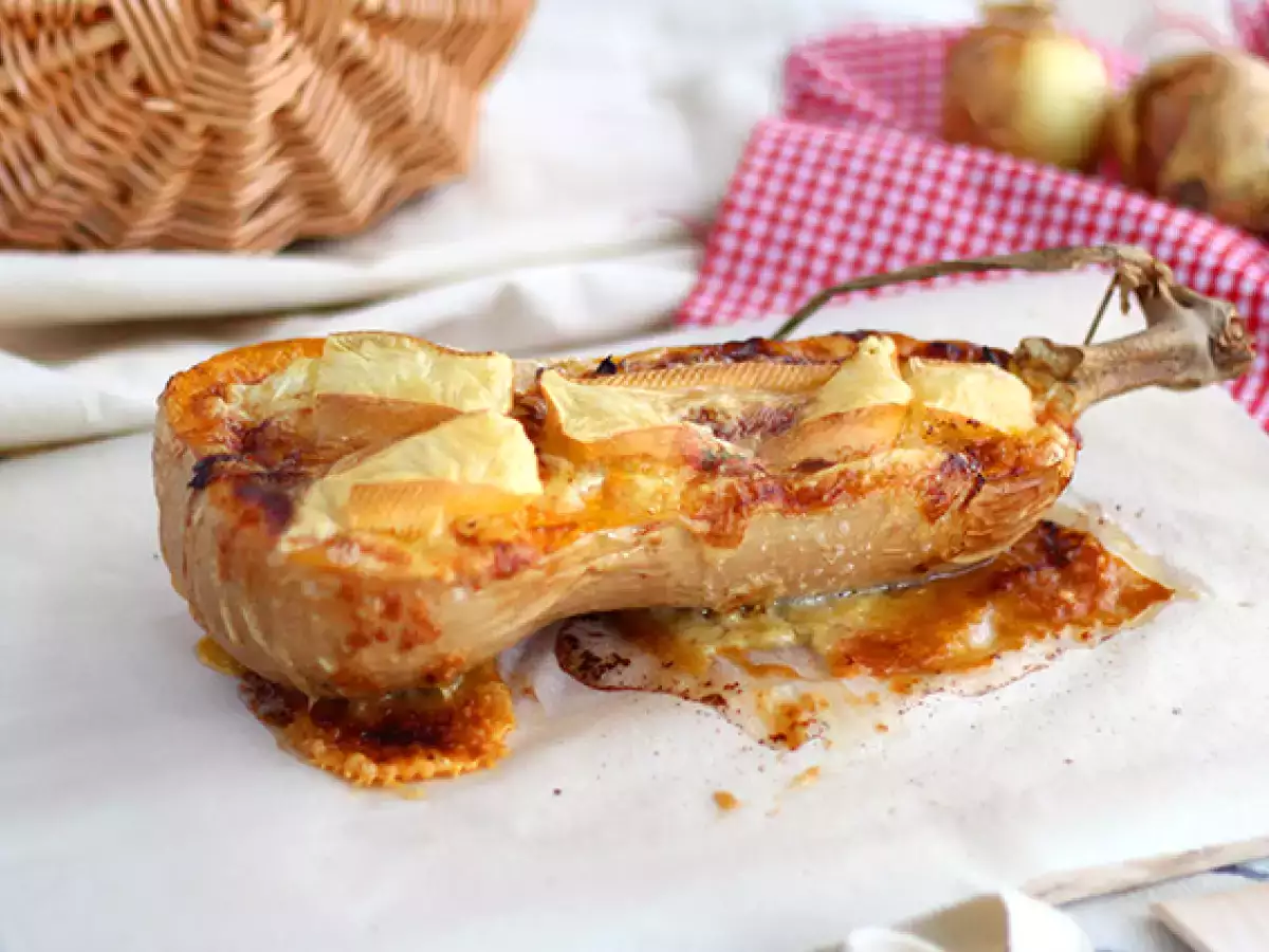 Recept Courgiflette - tartiflette van pompoen