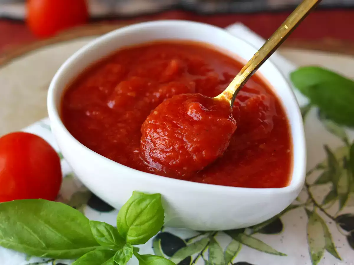 Recept Een rauwe tomatensaus met een volle smaak, ideaal als topping op een pizza of een pinsa.