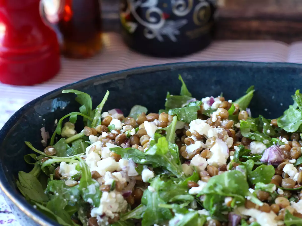 Recept Eiwitrijke linzensalade met cottage cheese: snel en eenvoudig