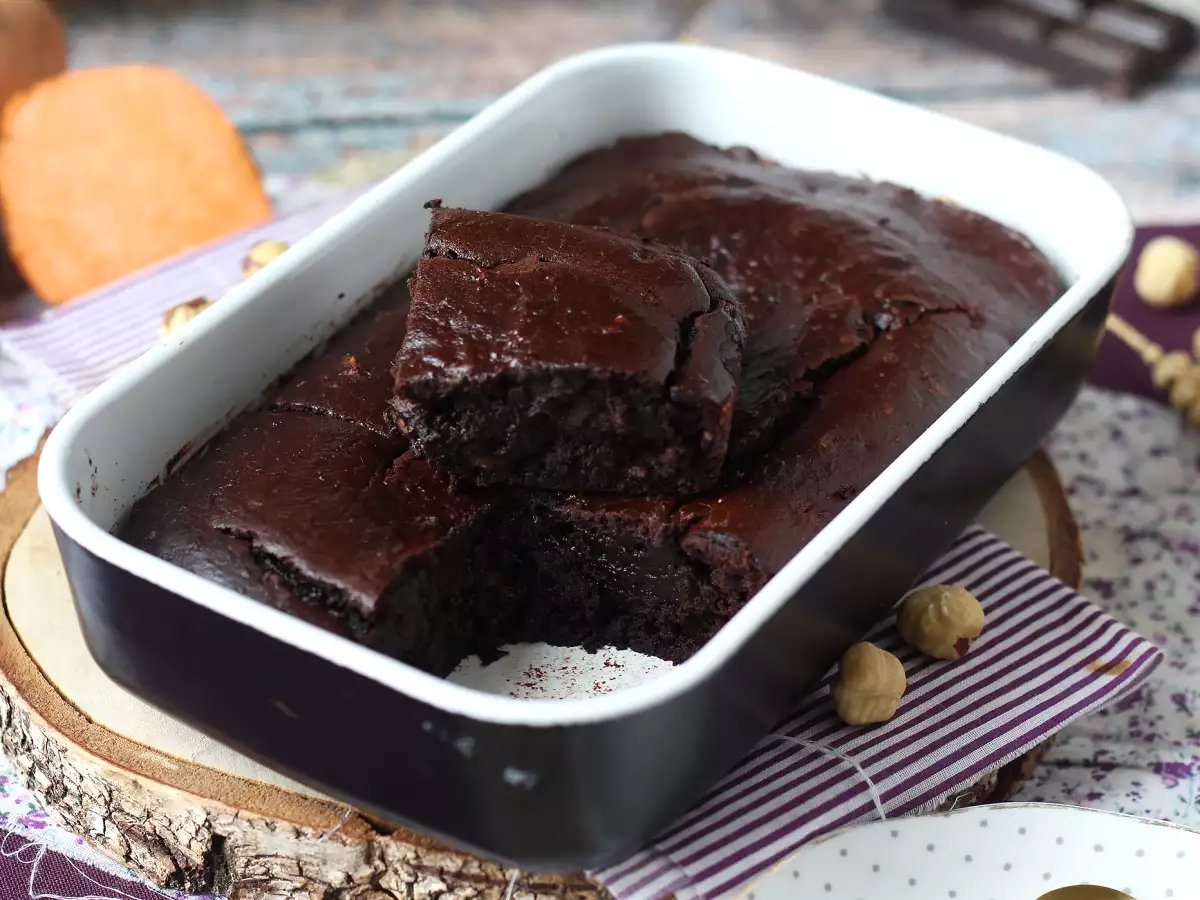 Recept Brownie met zoete aardappel zonder boter of olie