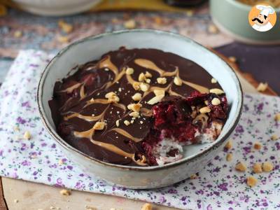 Recept Overnight oats, rood fruit en chocolade, een gezond en stevig ontbijt!